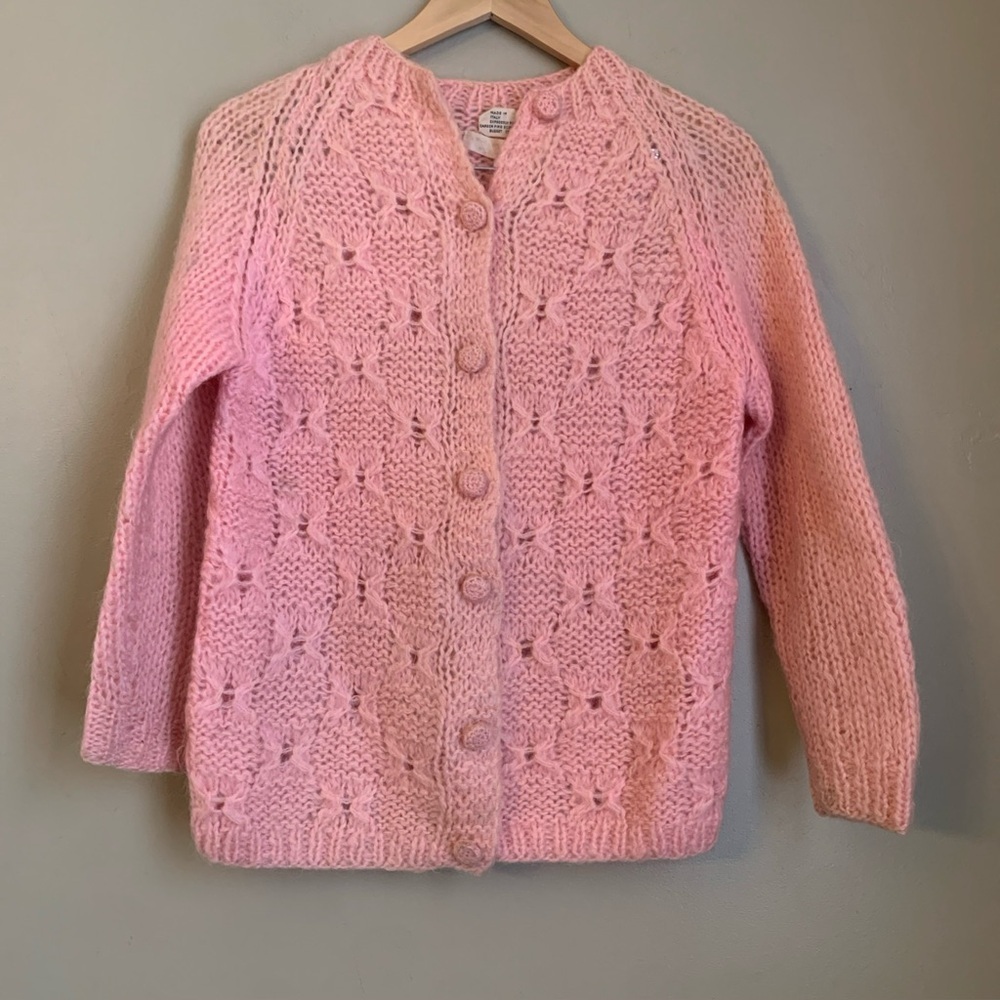 Vtg Carson Pirie Scott Made In Italy cardigan Sweater Wool Mohair Rare 40s